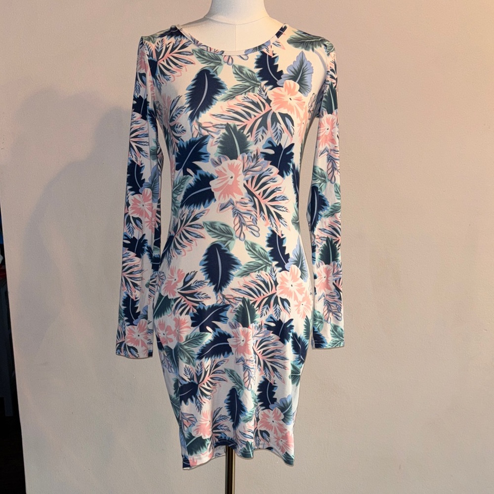 Say What? Tropical Floral Long Sleeve Dress